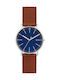 Skagen Ανδρικό Ρολόι 40mm Μπαταρίας με Καφέ Δερμάτινο Λουράκι