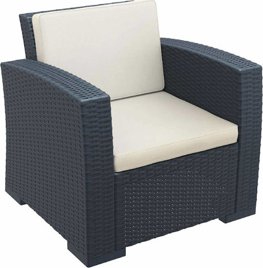Zita Plus Μαξιλάρι Καρέκλας Κήπου με Πλάτη Monaco Λευκό 58x58εκ.