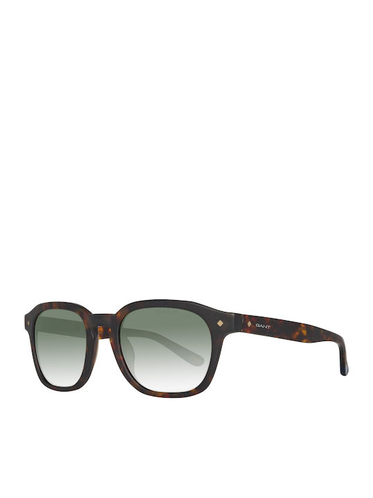 Gant Men's Sunglasses with Brown Tartaruga Plastic Frame and Green Lens GA7040 52R