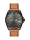 Diesel Watch Battery with Brown Leather Strap