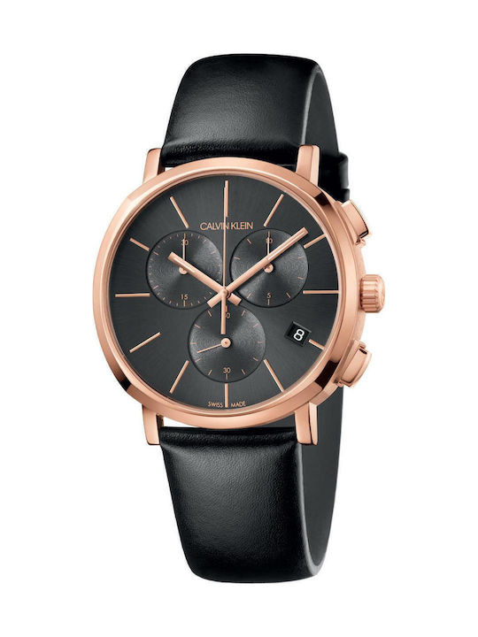 Calvin Klein Posh Men's Watch 43mm Chronograph Battery with Black Leather Strap