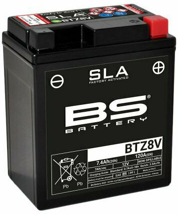 BS SLA GEL Baterie Motocicleta YTZ8V 120A cu Capacitatea 7.4Ah