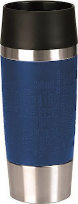 Tefal Travel Mug Glass Thermos Stainless Steel Blue 360ml with Mouthpiece K30821