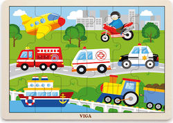 Lemnos Puzzle pentru Copii Wooden Vehicles pentru 2++ Ani 24buc Viga Toys