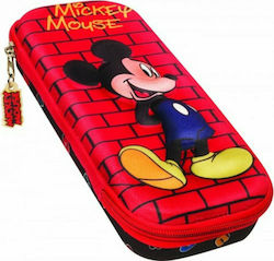 Gim Mickey Face Pencil Case with 1 Compartment Red