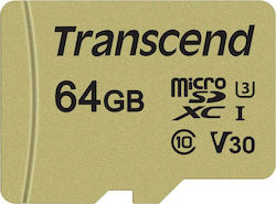 Transcend 500S microSDXC 64GB Klasse 10 U3 V30 UHS-I mit Adapter