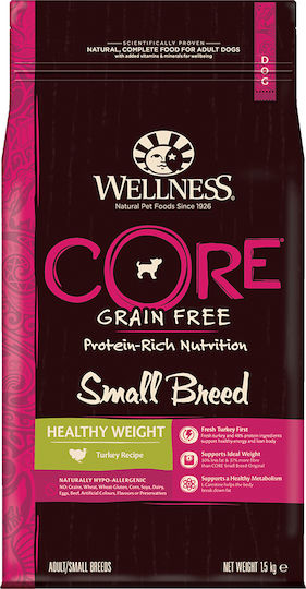 Wellness Core Grain Free Healthy Weight Small 1.5kg Ξηρά Τροφή Διαίτης, χωρίς Σιτηρά για Ενήλικους Σκύλους Μικρόσωμων Φυλών με Γαλοπούλα και Κοτόπουλο