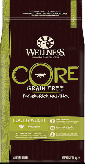 Wellness Core Healthy Weight 1.8kg Dry Food Diet, Grain-Free for Adult Neutered Dogs with Turkey and Vegetables