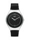 Swatch Skinalliage Watch with Black Leather Strap