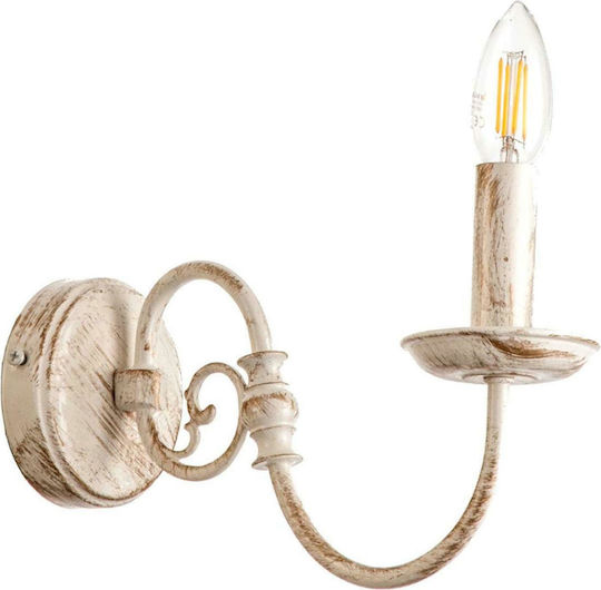 Inlight Clasic Lumină de Perete cu Soclu E14 Patină Albă 10cm