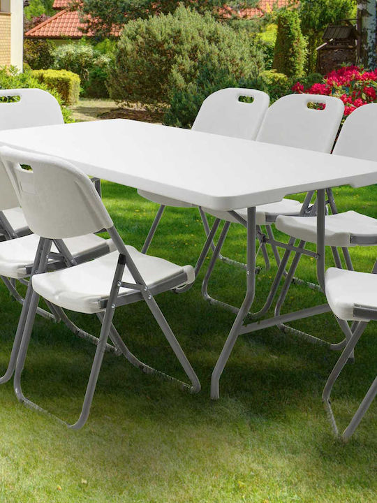 Plastic Masa Catering pentru spații exterioare Pliabil cu schelet metalic Rodeo Alb 183x76x74buc