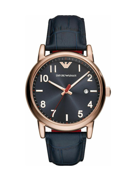 Emporio Armani Luigi Watch Battery with Blue Leather Strap