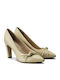 Leder Spitze Zehe Pumps Beige