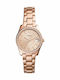 Fossil Γυναικείο Ρολόι 32mm Μπαταρίας με Ροζ Χρυσό Μεταλλικό Μπρασελέ