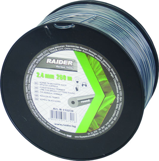Raider 110236 Linie pentru tăierea ierbii Rotundă De lungime 260m și de grosime 2.4mm