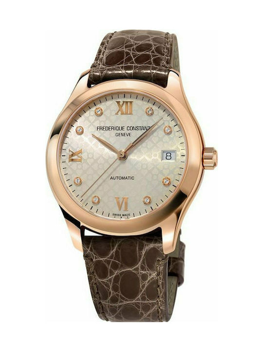 Frederique Constant Watch Automatic with Brown Leather Strap FC-303LGD3B4