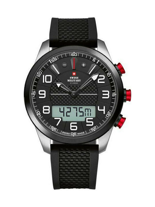 Swiss Military by Chrono Rubber Chronograph Analog/Digital Uhr Chronograph Batterie mit Schwarz Kautschukarmband