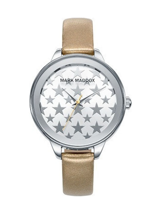 Mark Maddox Watch with Gold Leather Strap MC6008-10