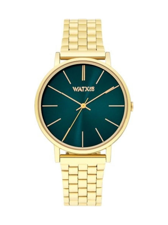 WATX & CO Ανδρικό Ρολόι 35mm Μπαταρίας με Χρυσό Μεταλλικό Μπρασελέ