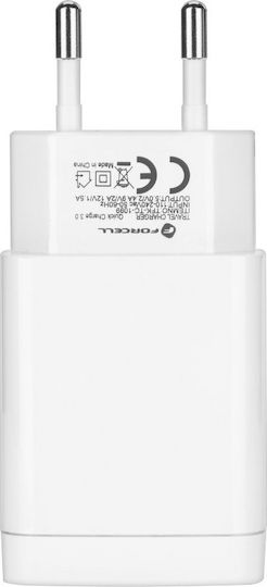 Forcell Încărcător Fără Cablu cu Port USB-A Quick Charge 3.0 Albς (Travel Charger)