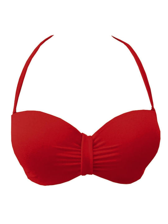 Top de bikini roșu fără bretele cu cupe B/C/D Angel Mare ANG002/17