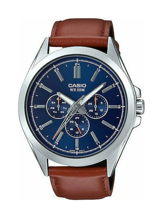 Casio Watch Battery with Brown Leather Strap MTP-SW300L-2A