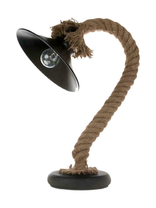 Inlight 3438 Black Vintage Table Lamp from Rope for Socket E27 with Black Shade and Base