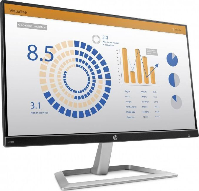 HP N220 IPS Monitor 21.5" FHD 1920x1080 με Χρόνο Απόκρισης 5ms GTG