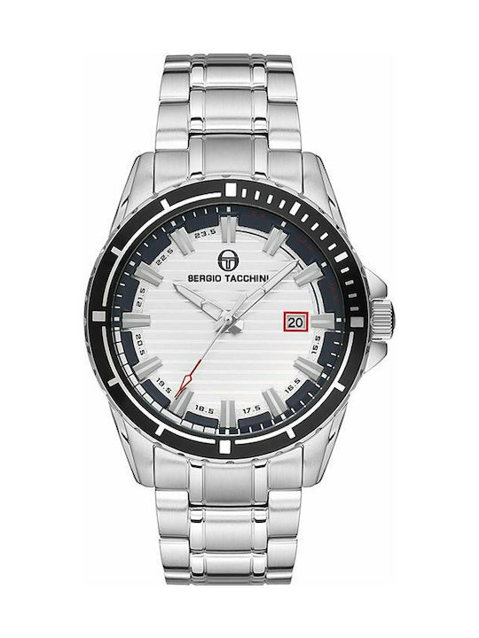 Sergio Tacchini Uhr Batterie mit Silber Metallarmband ST.5.132.05