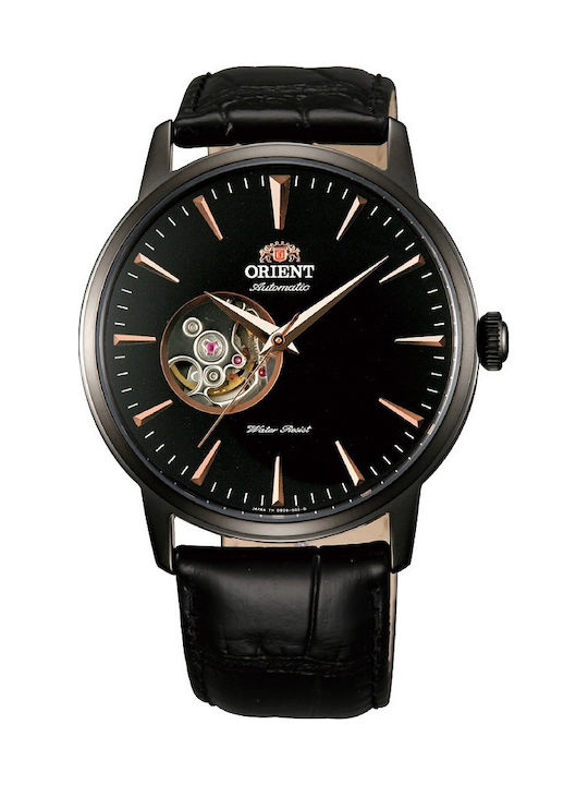 Orient Men's Watch 41mm Automatic with Black Leather Strap