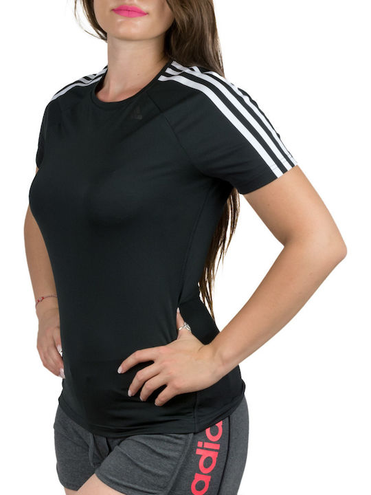 Adidas D2M 3 Stripes Women's Athletic Blouse Black