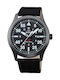 Orient Ανδρικό Ρολόι 42mm Μπαταρίας με Μαύρο Δερμάτινο Λουράκι