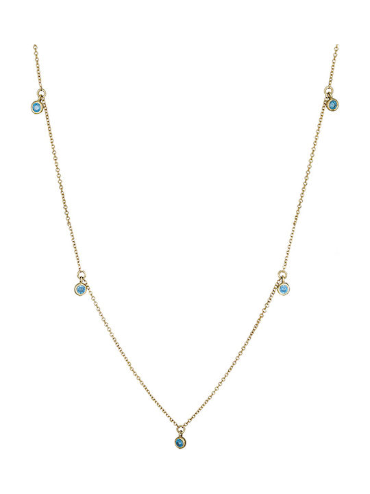 9K Gold necklace with blue cubic zirconia 029831 029831 9 Carat gold