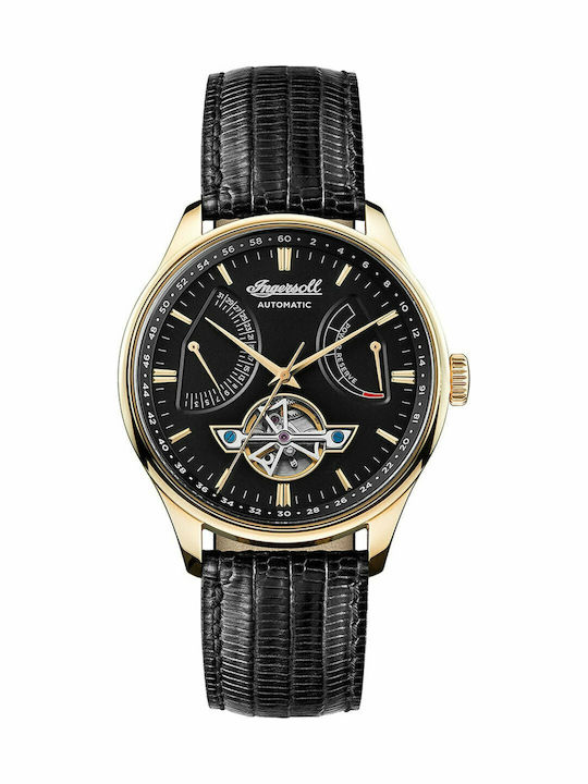 Ingersoll Hawley Automatic Men's Watch 44mm Chronograph Automatic with Black Leather Strap