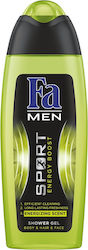 Fa Sport Energy Boost Bubble Bath Gel for Men's Toning 250ml