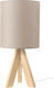 Aca Holz Tischlampe für Fassung E14 mit Beige Schirm und Basis