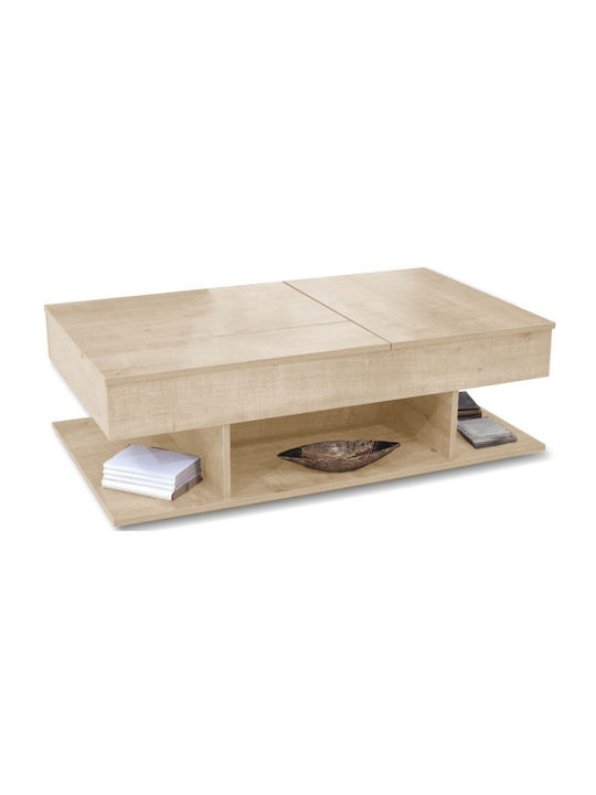 Rectangular Masă de cafea Linda Din lemn cu Servitor Natural L116.5xW70xH40cm.