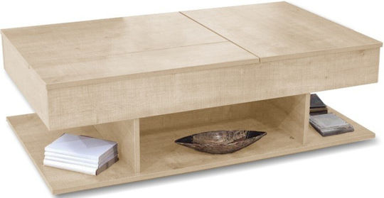Rectangular Masă de cafea Linda Din lemn cu Servitor Natural L116.5xW70xH40cm.