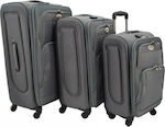 Ankor Travel Suitcases Fabric Gray Maximum Height 70cm with 4 Wheels Set of 3pcs