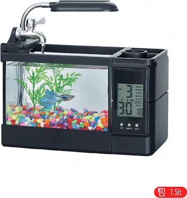 Jeneca TG-03 Fish Aquarium Capacity 1.5lt with Lighting, Circulator and 21x10x20cm. Black