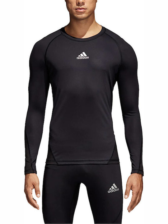 Adidas Alphaskin Sport Ανδρική Μπλούζα Μακρυμάνικη Μαύρη