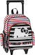 Graffiti Hello Kitty Hidden Stripes School Bag Trolley Kindergarten Multicolour with Water Bottle Holder