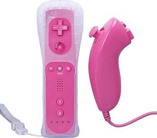 Remote Plus & NunChuck Pack Wireless Gamepad for Wii Pink