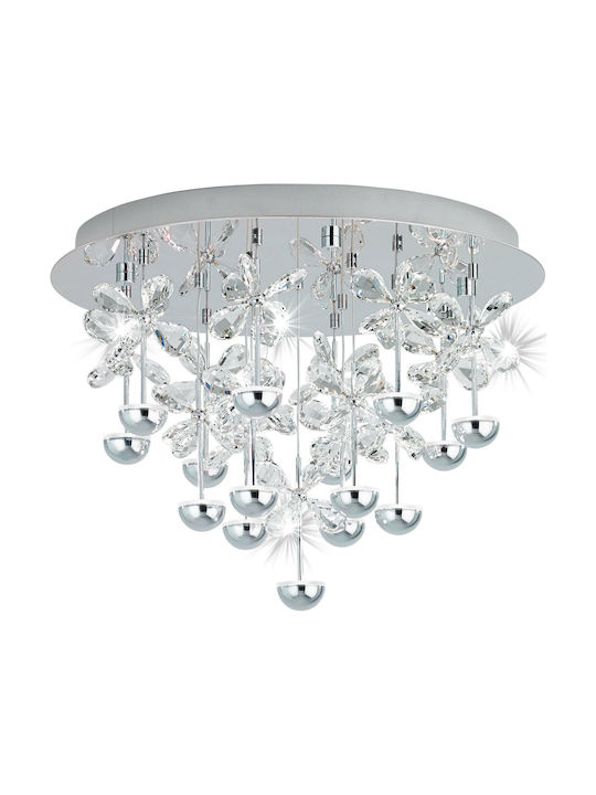 Eglo Pianopoli Modern Ceiling Mount Light with Integrated LED and Crystals in Silver color 15pcs