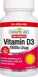 Natures Aid Vitamin D3 Vitamină 1000iu 25mg 120 Tablete Natures Aid Vitamin D3 Vitamină 1000iu 25mg 120 Tablete