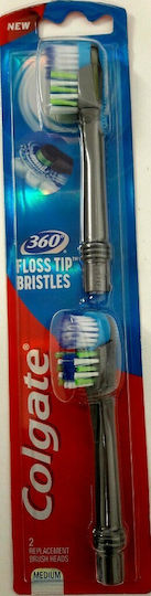 Colgate 360 Floss Tip Bristles Electric Toothbrush Replacement Heads 2pcs