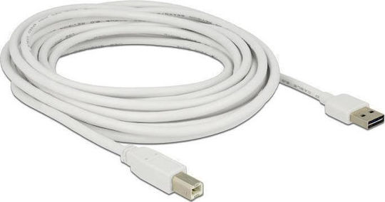 DeLock USB 2.0 Кабел USB-A женски - USB-B мъжки Бял 5м 85155