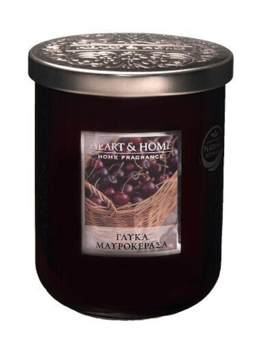 Heart & Home Aromatisches Soja-Kerze im Gefäß mit Duft Schwarze Kirsche Bonbons 115g