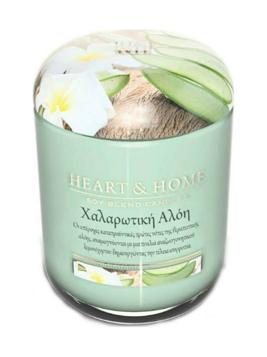 Heart & Home Αρωματικό Κερί Σόγιας σε Βάζο με Άρωμα Χαλαρωτική Αλόη 340gr