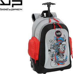 Bodypack Γκρι με Φωτιζόμενα Ροδάκια Σχολική Τσάντα Τρόλεϊ Δημοτικού σε Γκρι χρώμα Μ32 x Π20 x Υ45cm